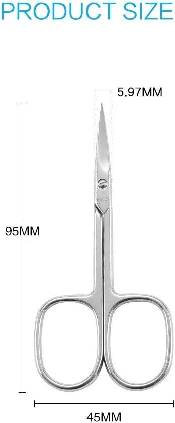 LIVINGO Premium Manicure Nail Scissors, Multi-purpose Stainless Steel Cuticle Beauty Grooming Kit for Eyebrow, Eyelash, Dry Skin Curved Blade 3.5 inch