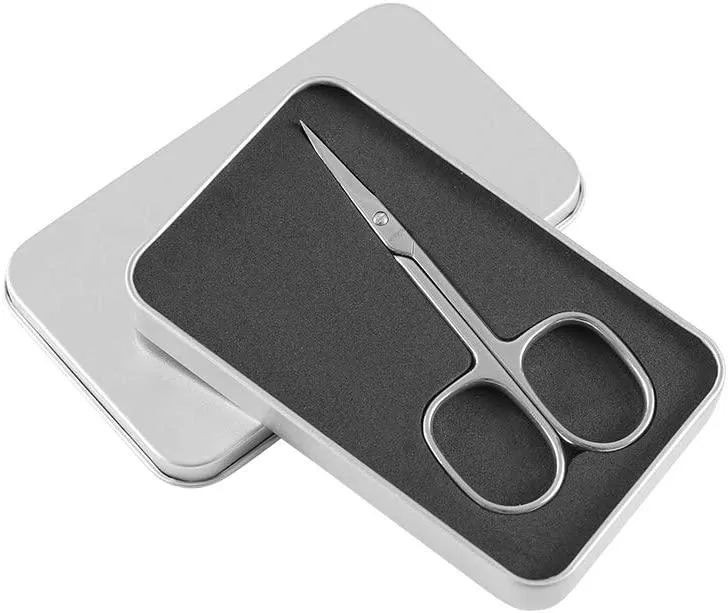 LIVINGO Premium Manicure Nail Scissors, Multi-purpose Stainless Steel Cuticle Beauty Grooming Kit for Eyebrow, Eyelash, Dry Skin Curved Blade 3.5 inch