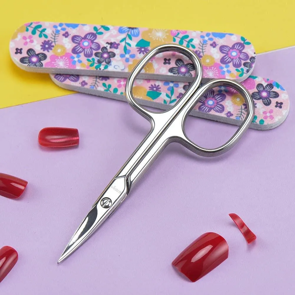 LIVINGO Premium Manicure Nail Scissors, Multi-purpose Stainless Steel Cuticle Beauty Grooming Kit for Eyebrow, Eyelash, Dry Skin Curved Blade 3.5 inch