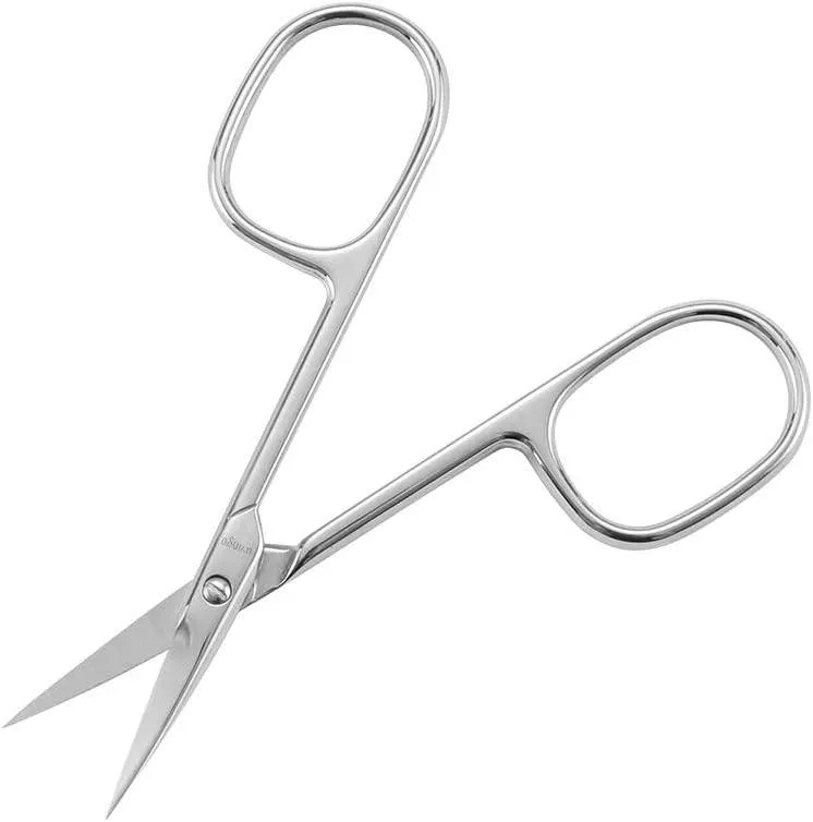 LIVINGO Premium Manicure Nail Scissors, Multi-purpose Stainless Steel Cuticle Beauty Grooming Kit for Eyebrow, Eyelash, Dry Skin Curved Blade 3.5 inch