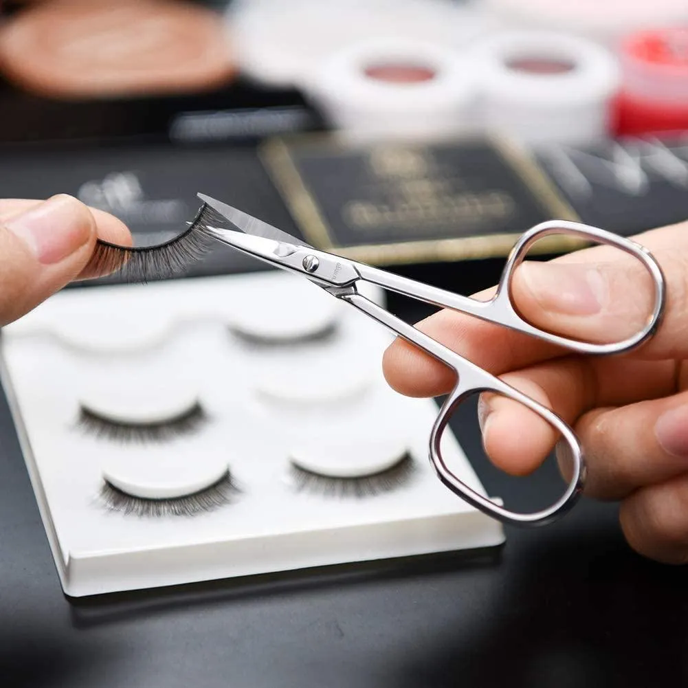 LIVINGO Premium Manicure Nail Scissors, Multi-purpose Stainless Steel Cuticle Beauty Grooming Kit for Eyebrow, Eyelash, Dry Skin Curved Blade 3.5 inch