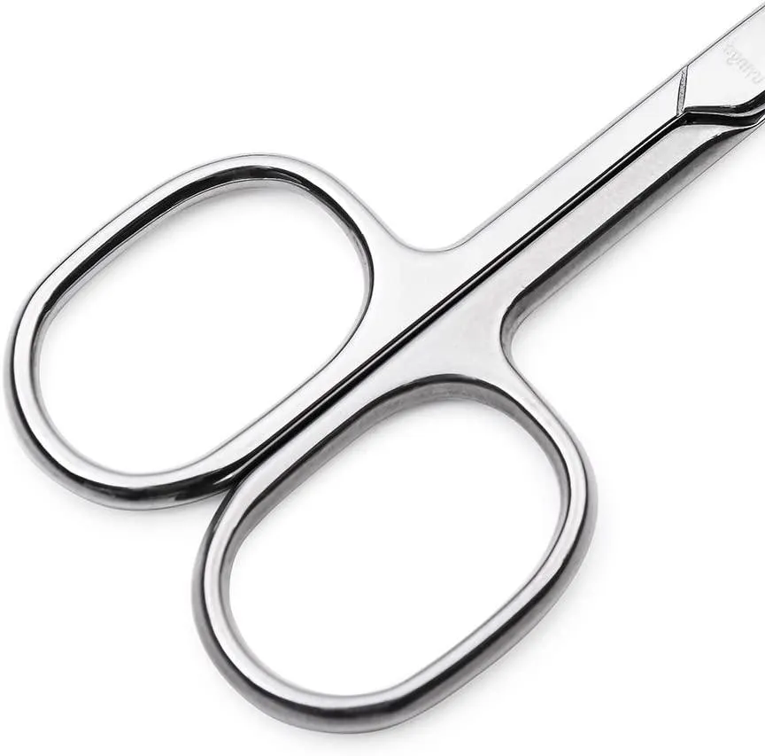 LIVINGO Premium Manicure Nail Scissors, Multi-purpose Stainless Steel Cuticle Beauty Grooming Kit for Eyebrow, Eyelash, Dry Skin Curved Blade 3.5 inch