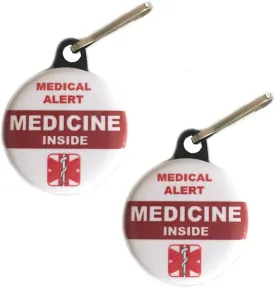 Medicine Inside Bag Tag Medical Alert Zipper Pull Set 2 pcs