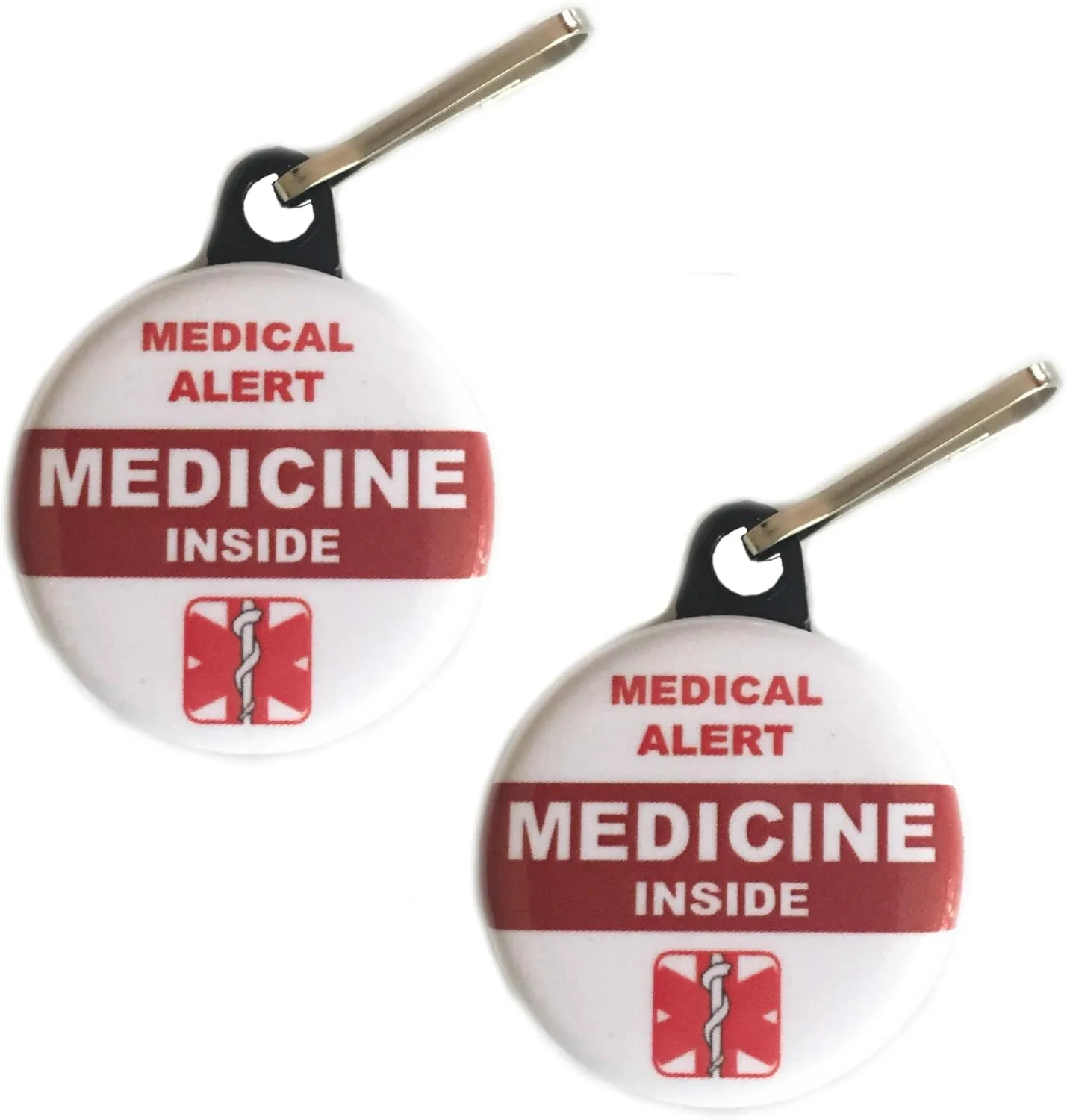 Medicine Inside Bag Tag Medical Alert Zipper Pull Set 2 pcs
