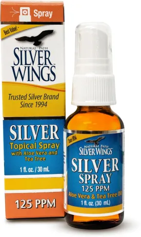 Natural Path Silver Wings - Silver Spray with Aloe Vera & Tea Tree Oil  125ppm - 1oz