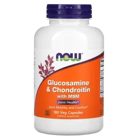 NOW Foods, Glucosamine & Chondroitin with MSM, 180 Veg Capsules EXP AUG 2028