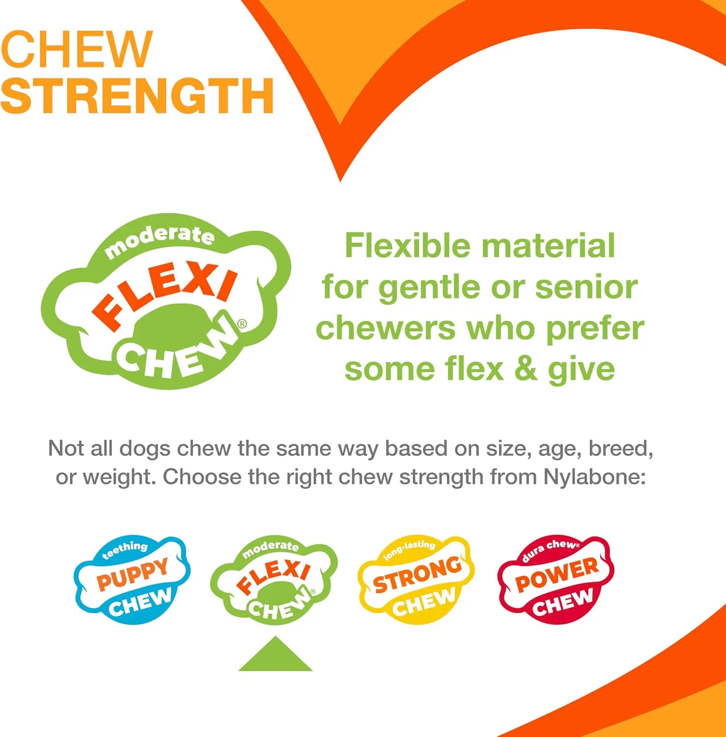 Nylabone Original Bone Flexi Chew Toy for Dogs, Dog Toys for Moderate Chewers, Chicken Flavor, Medium - Up to 35 lbs, 1 Count