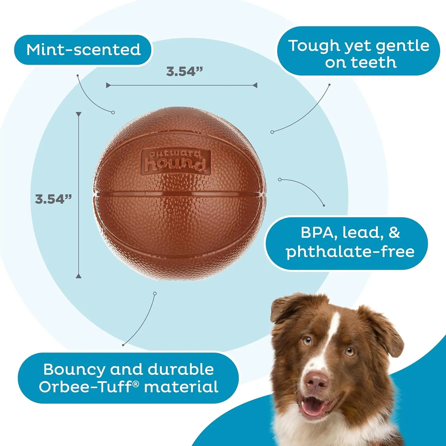 Outward Hound by Planet Dog Sport Ballz Basketball Durable Treat-Dispensing Fetch Ball Dog Toy