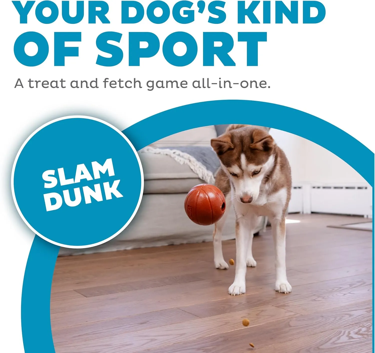 Outward Hound by Planet Dog Sport Ballz Basketball Durable Treat-Dispensing Fetch Ball Dog Toy