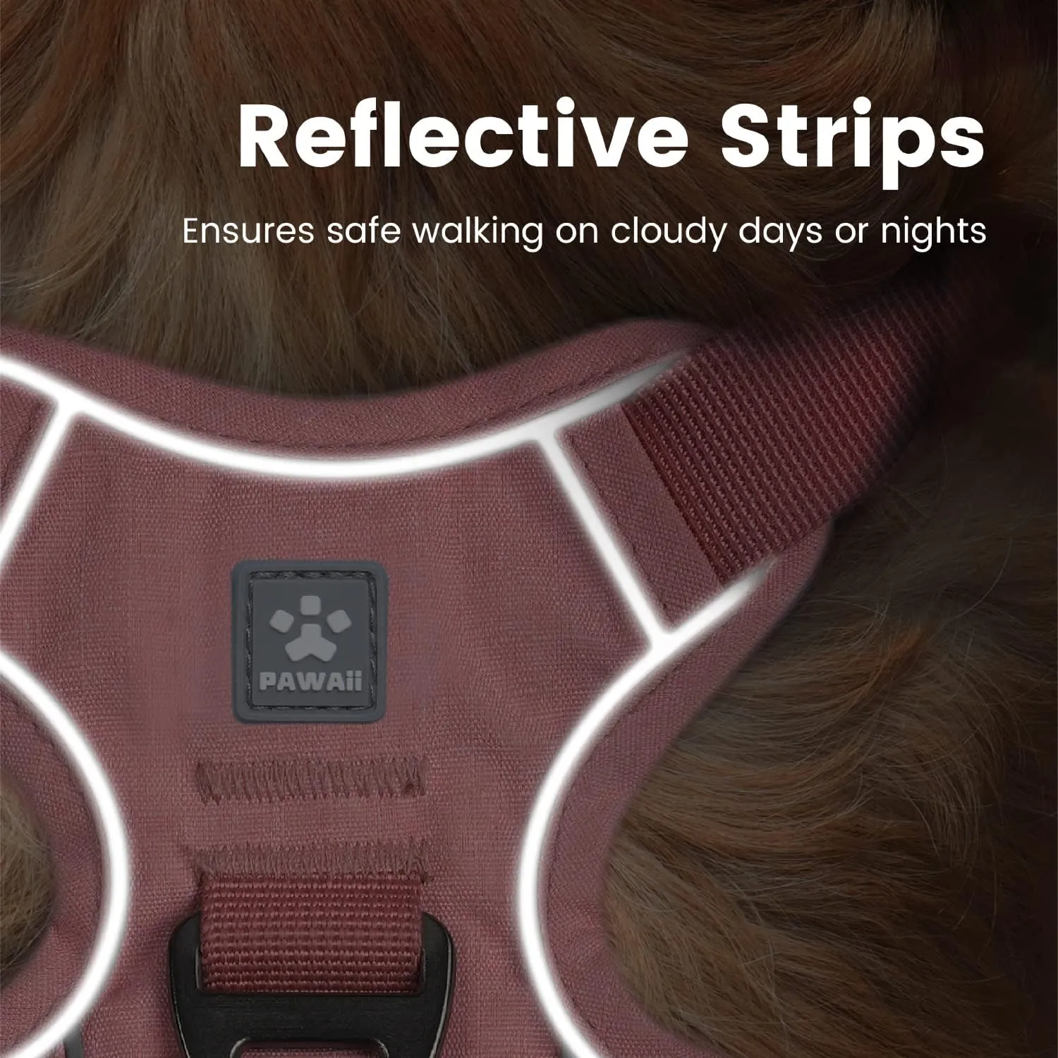 Pawaii No Pull Dog Harness with Pet ID Tag,Reflective Strips No Choke Front O Ring Breathable Mesh Adjustable Soft Padded Pet Vest with Easy Control Handle for Large Dogs