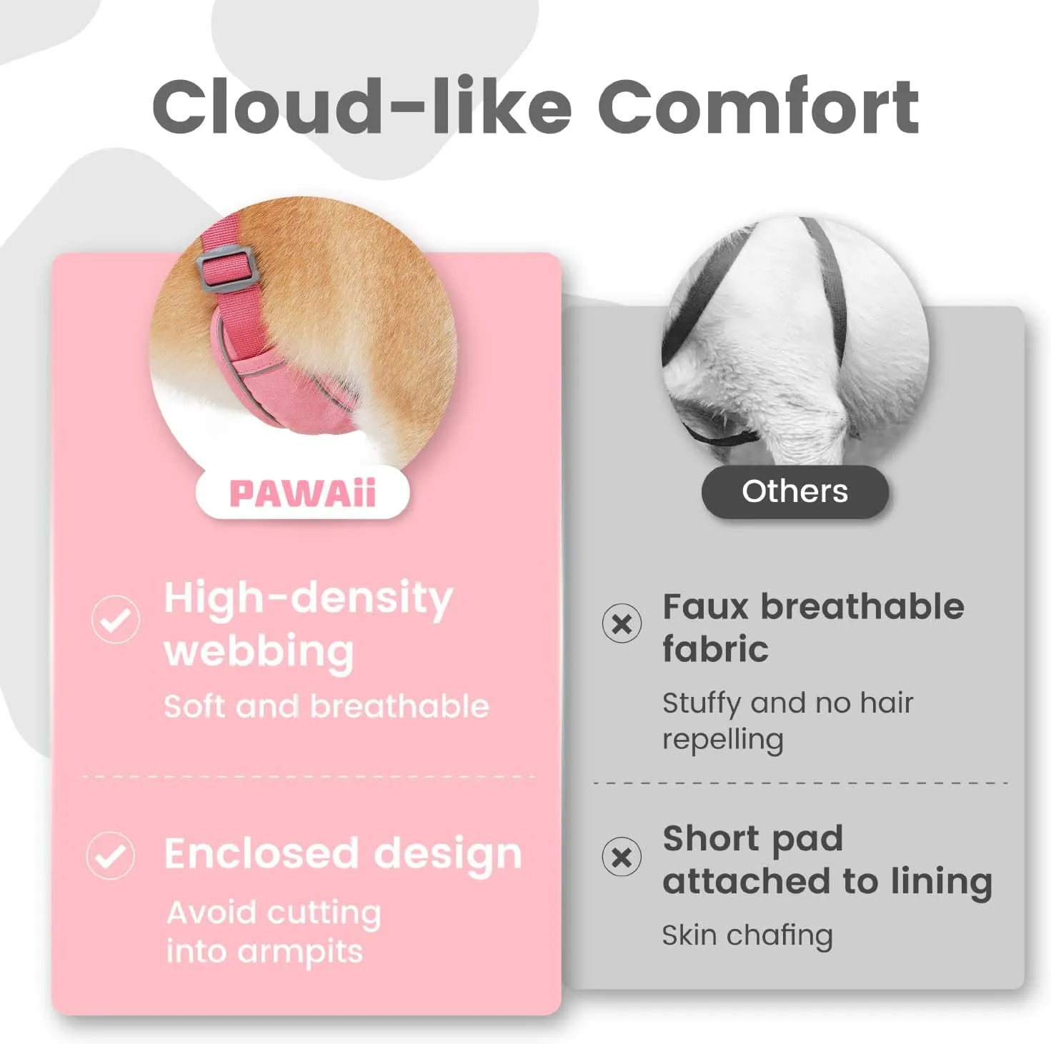 Pawaii No Pull Dog Harness with Pet ID Tag,Reflective Strips No Choke Front O Ring Breathable Mesh Adjustable Soft Padded Pet Vest with Easy Control Handle for Large Dogs