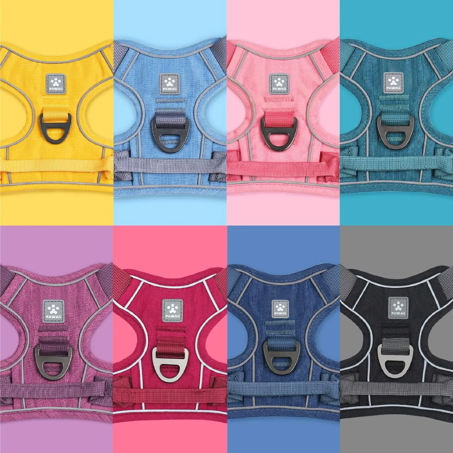Pawaii No Pull Dog Harness with Pet ID Tag,Reflective Strips No Choke Front O Ring Breathable Mesh Adjustable Soft Padded Pet Vest with Easy Control Handle for Large Dogs