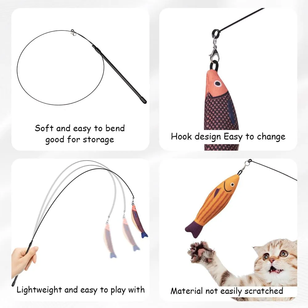 PAZ'S GIFT Cat Wand Toys, 3 Piece Catnip Wiggle Sounding Toys, Soft and Durable, Interactive Cat Kick Toy for Indoor Play