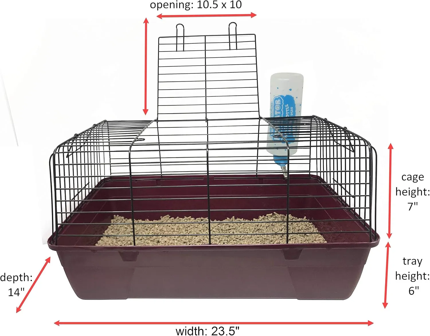 Penn-Plax S.A.M. Small Animal Cage with Wire Body and Plastic Base  Perfect for Rabbits, Guinea Pigs, Mice, and Many More (Small, Burgundy)