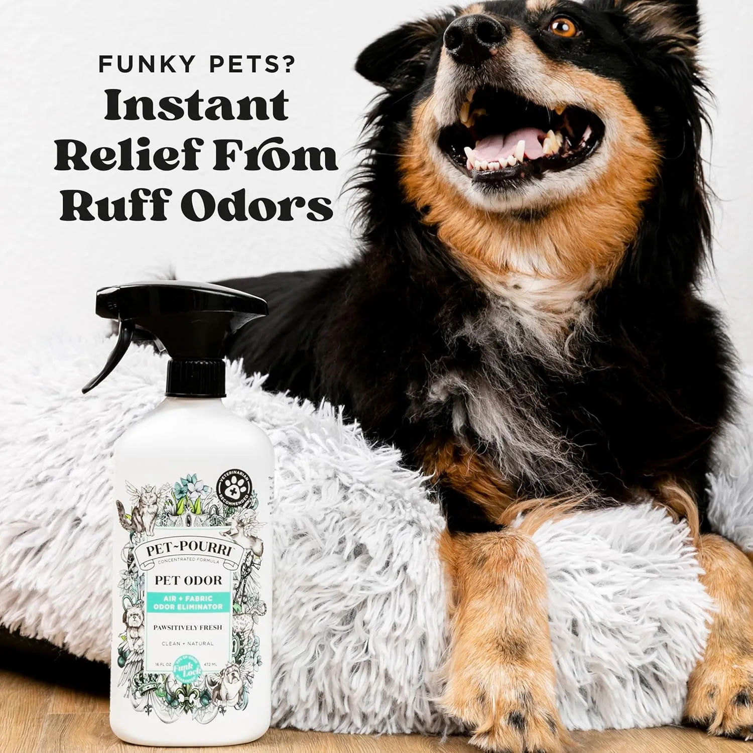 Pet-Pourri Pet Odor Air   Fabric Odor Eliminator Spray, Pawsitively Fresh, 16 Fl Oz