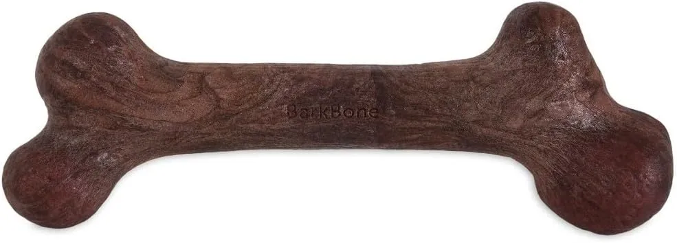 Pet Qwerks Dinosaur BarkBone - Nylon Dog Bone for Aggressive Chewers - Steak Flavor - 11"