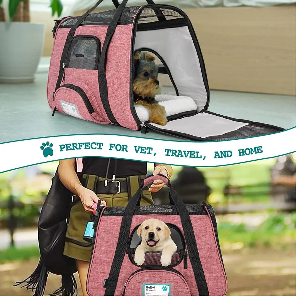 PetAmi Airline Approved Pet Carrier for Cat, Soft Sided Dog Carrier Small Dog, Cat Travel Supply Accessories Indoor Cats, Ventilated Pet Carrying Bag Medium Large Kitten Puppy, Small Heather White Red