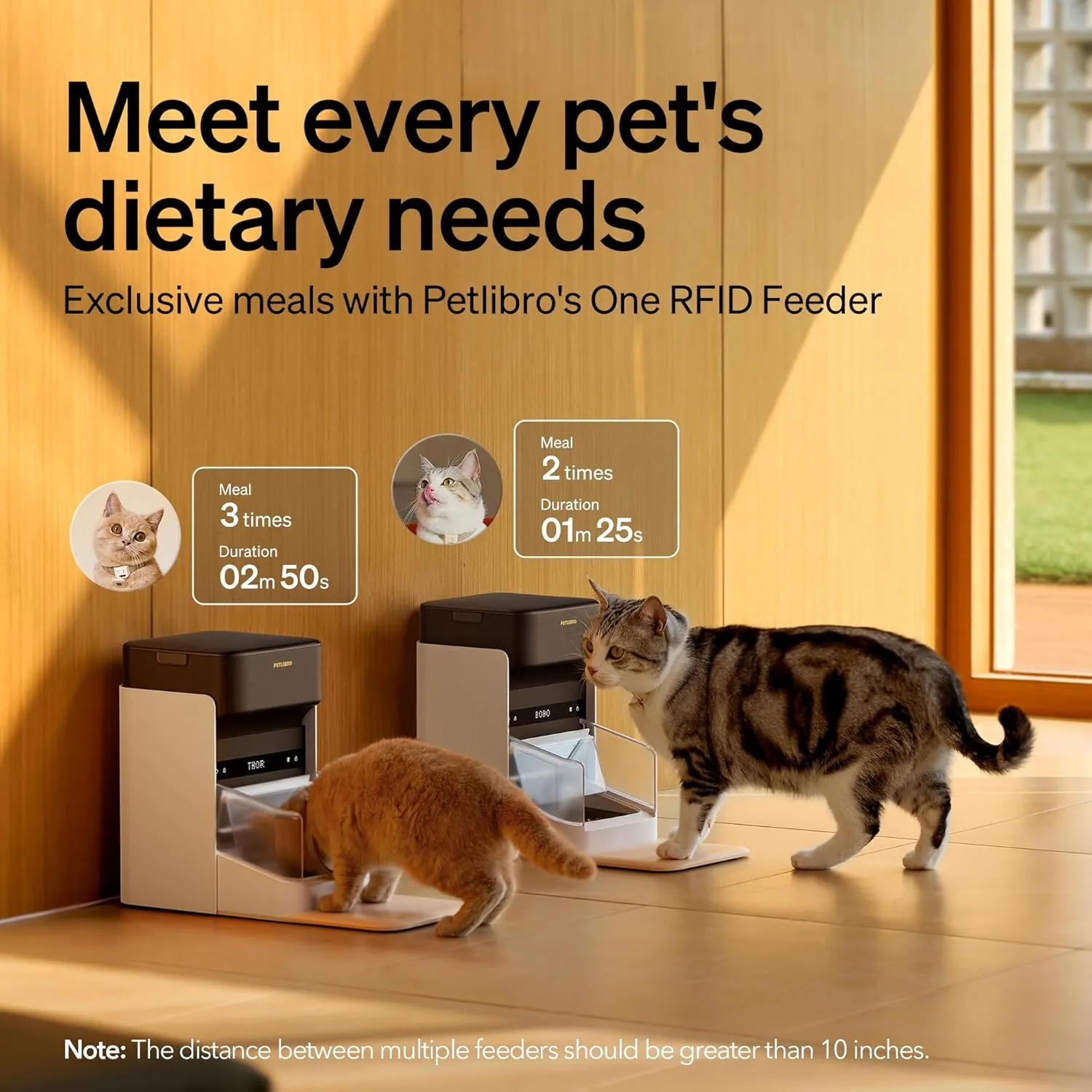 PETLIBRO RFID Automatic Cat Feeders - 2 Cat Wi-Fi Feeders, 3L Auto Dispensers with Light Collar Tag, 1-10 Meals