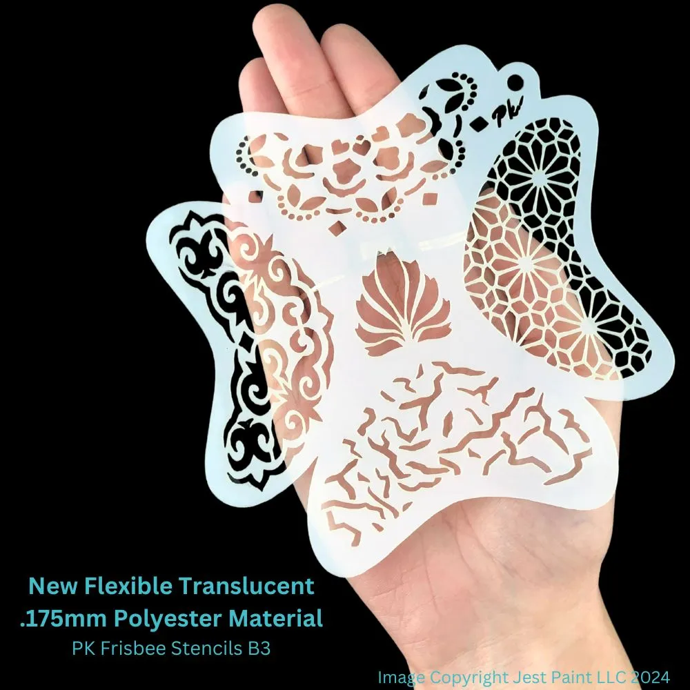 PK | FRISBEE Face Painting Stencil - NEW Mylar - Crowns and Textures - B3