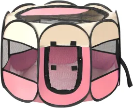 Portable Pet Playpen, Dog Playpen Foldable Pet Exercise Pen Tents Dog Kennel House Playground for Puppy Dog Yorkie Cat Bunny Indoor Outdoor Travel Camping Use,Pink