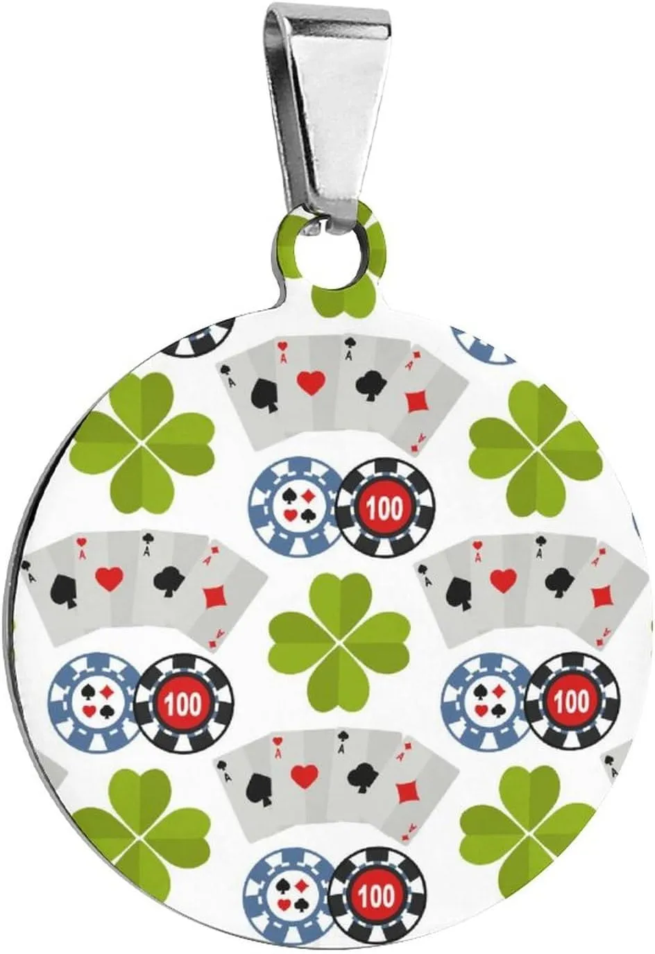 Roulette Slot Poker Casino Game Pet ID Tags Personalized Stainless Steel Dog and Cat Tags Cute Collar Tag Circular