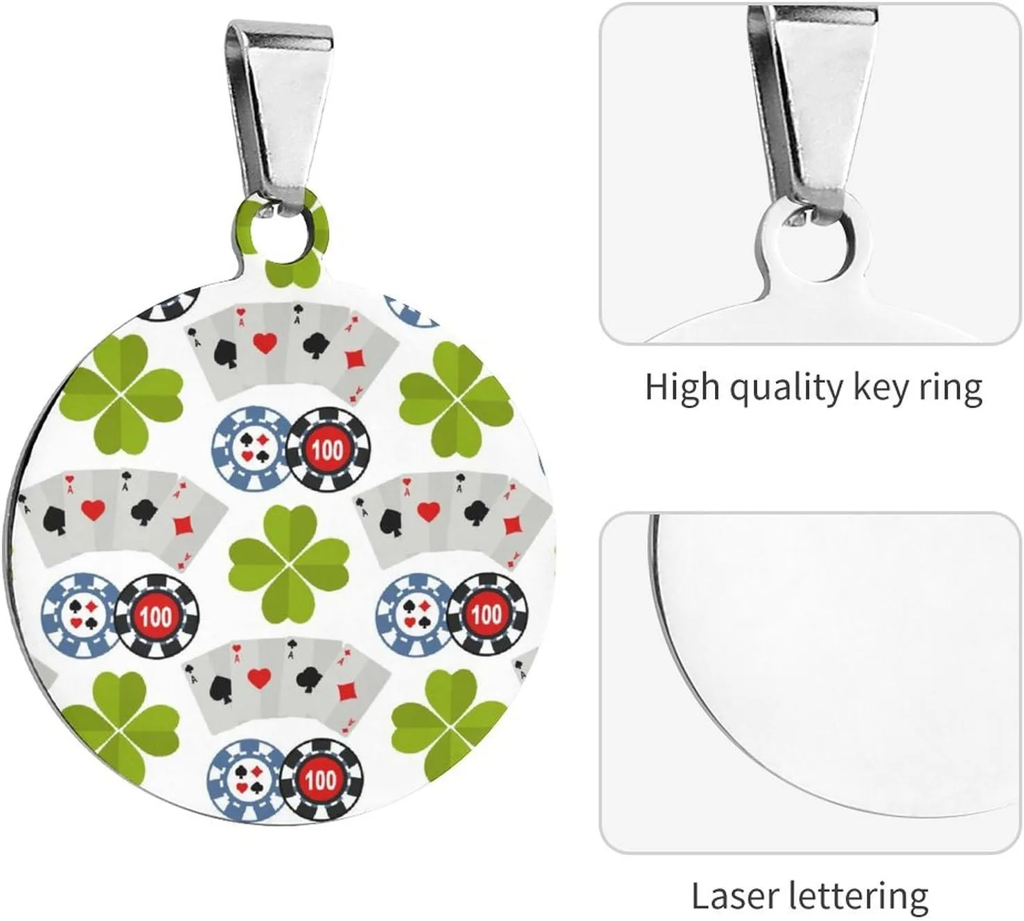 Roulette Slot Poker Casino Game Pet ID Tags Personalized Stainless Steel Dog and Cat Tags Cute Collar Tag Circular