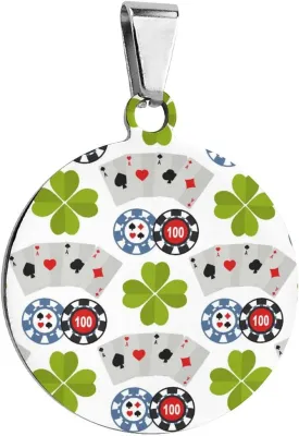 Roulette Slot Poker Casino Game Pet ID Tags Personalized Stainless Steel Dog and Cat Tags Cute Collar Tag Circular