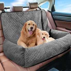 Sephyroth Dog Car Seat for Medium/Large Dogs - Soft Crystal Velvet Dog Car Bed with Safety Belt Buckle, Pet Car Seat for Back Seat, Suitable for Dogs Under 60 lbs or Two Small Dogs