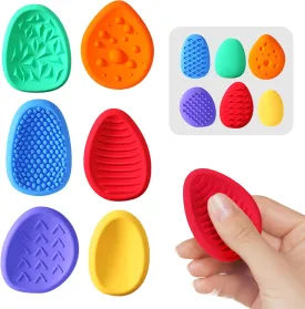 Silent Fidget Toys - 6 Pack Quiet Fidget Anxiety Relief Calming Down Worry Stones Toys , Small Double-Sided Texture Soft Stress Relief Desk Toys Prizes Gifts for Classroom Adults