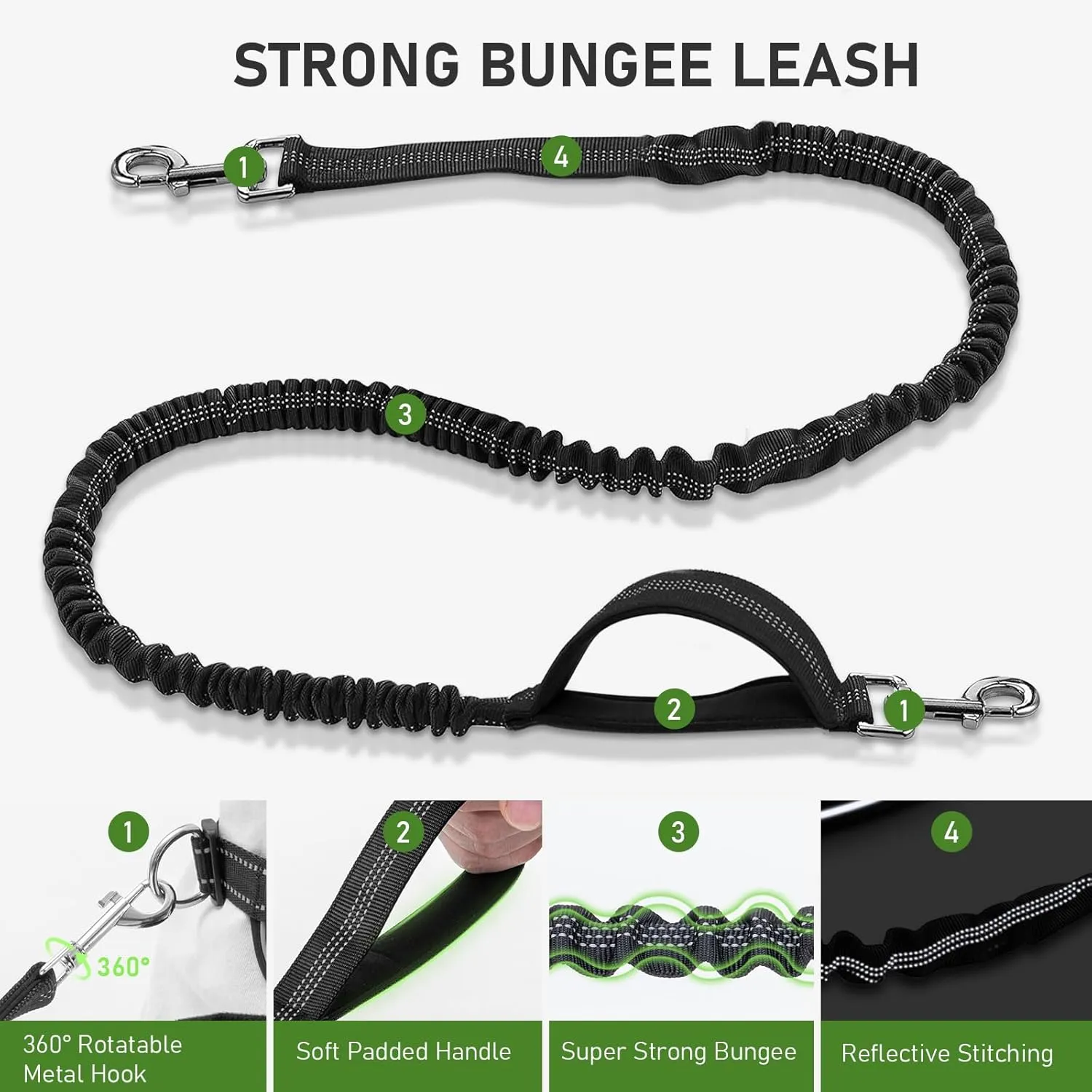 TECSPACE Hands Free Dog Leash for Dog, Adjustable Waist Belt for Dogs Walking with Pouch, Hands Free Leash for Running Walking Hiking Biking (Large-1Dog)