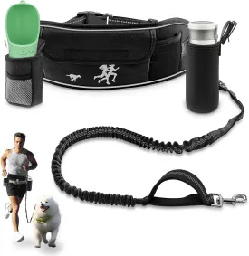 TECSPACE Hands Free Dog Leash for Dog, Adjustable Waist Belt for Dogs Walking with Pouch, Hands Free Leash for Running Walking Hiking Biking (Large-1Dog)