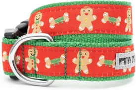 The Worthy Dog Gingerbread Bones Adjustable Collar - Perfect Christmas Accessories for Dogs and Puppies -Fun Festive with D-Ring and Strong Quick Release Buckle Red Color Medium Size
