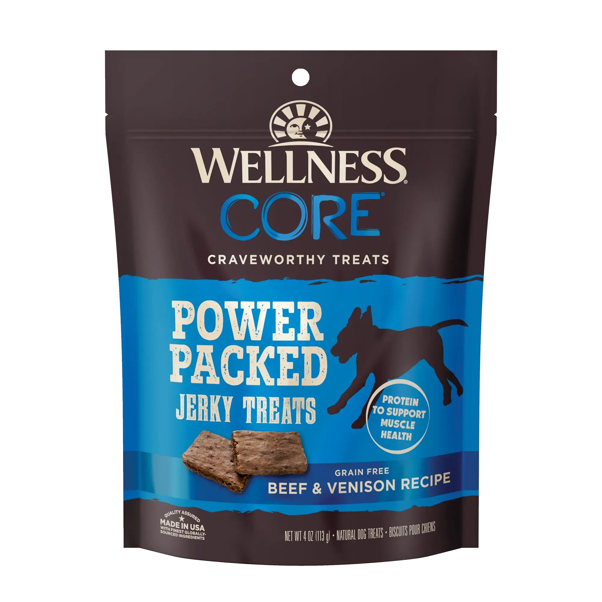 Wellness Core Power Packed Jerky Treats Beef & Venison Recipe 4oz
