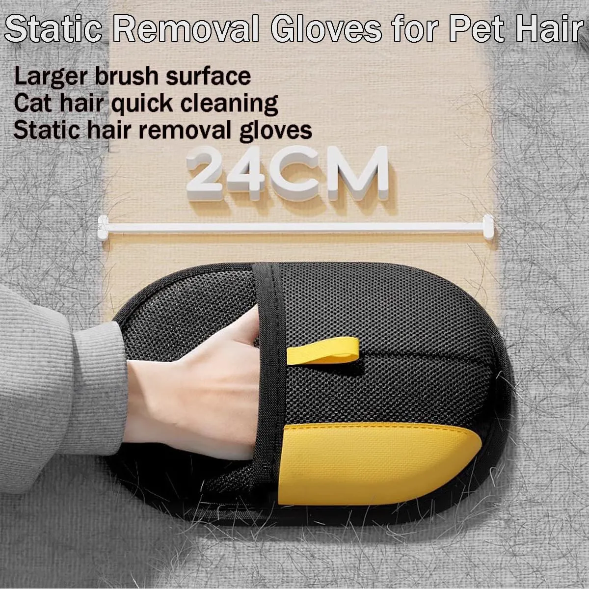 Yomi Pet Hair Remover Glove, Static Removal Gloves for Pet Hair, Reusable Double Sided Electrostatic Pet Hair Remover for Couch, Furniture, Carpet, Car Seat (2PCS)