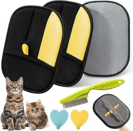 Yomi Pet Hair Remover Glove, Static Removal Gloves for Pet Hair, Reusable Double Sided Electrostatic Pet Hair Remover for Couch, Furniture, Carpet, Car Seat (2PCS)
